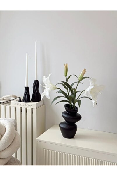 EmgCraft El Yapımı Dokulu Seramik Vazo, İskandinav Tarzı Vazo, Boho Bohem Tar...