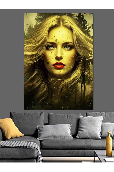 Tablomega Woman with Blonde Hair Decorative Canvas - Mdf Wooden Painting