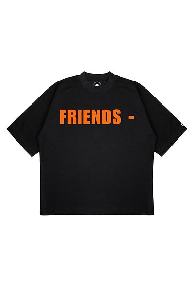PURE EFFECT Tricou unisex oversize Vlone „Friends” din material textil cu potrivire neagră