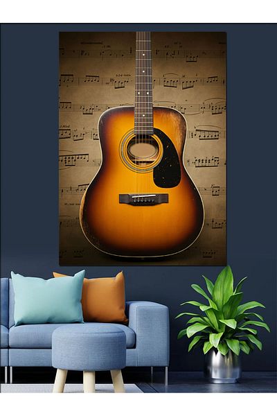 Tablomega Acoustic Guitar Decorative Canvas - Mdf Wooden Painting