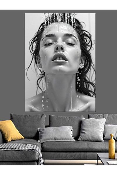 Tablomega Black and White Portrait Decorative Canvas - Mdf Wooden Painting