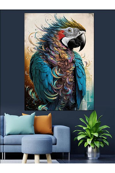 Tablomega Colorful Parrot Decorative Canvas - Mdf Wooden Painting