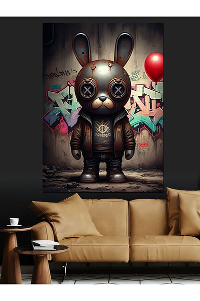 Tablomega Masked Rabbit Decorative Canvas - Mdf Wooden Painting