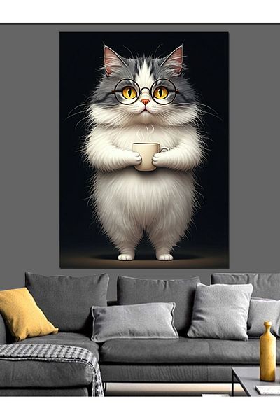 Tablomega Cat Binding Its Arms Decorative Canvas - Mdf Wooden Painting