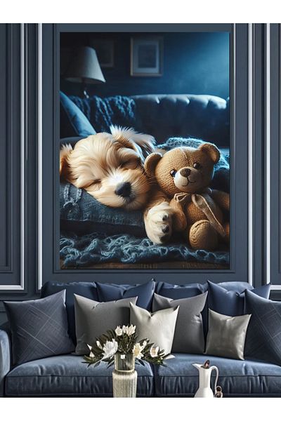 Tablomega Sleeping Puppies Decorative Canvas - Mdf Wooden Painting