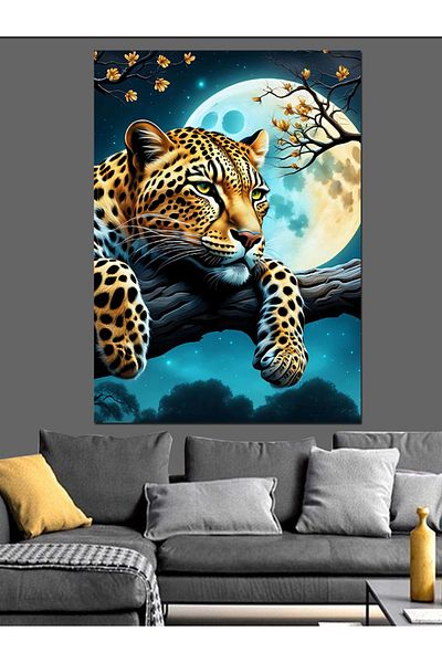 Tablomega Luna Tigru Pânză Decorativă - Lemn MDF Tablou
