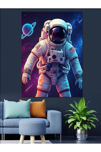 Tablomega Astronaut Walking in Space Decorative Canvas - Mdf Wooden Painting