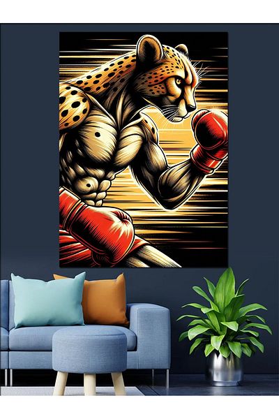 Tablomega Boxer Cheetah Decorative Canvas - Mdf Wooden Painting