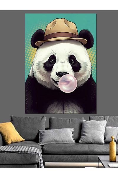 Tablomega Panda de mestecat gumă de mestecat Pânză decorativă - Lemn MDF