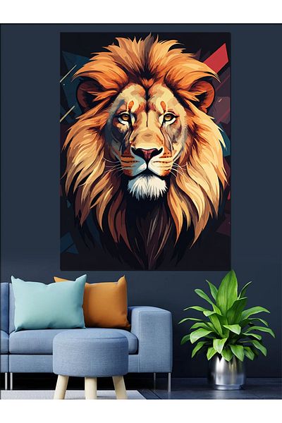 Tablomega Roaring Lion Decorative Canvas - Mdf Wooden Painting