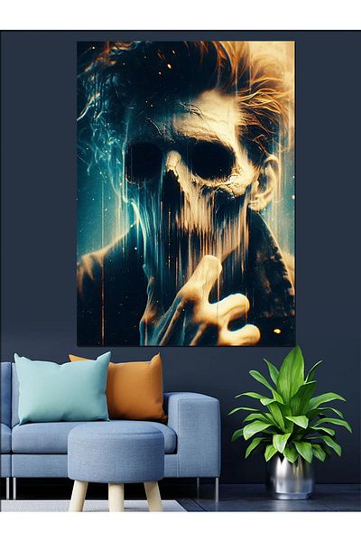 Tablomega Dark Skull Decorative Canvas - Mdf Wooden Painting