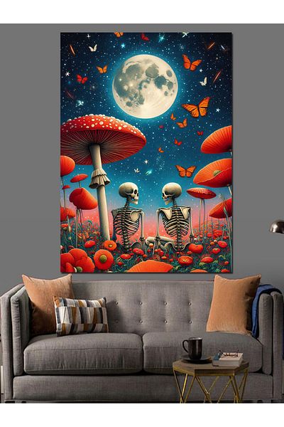Tablomega Mushroom Forest Decorative Canvas - Mdf Wooden Painting