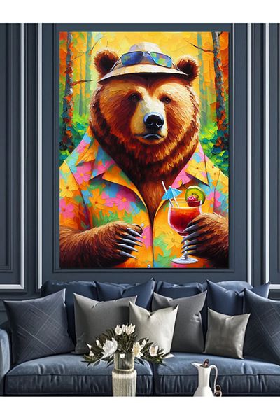Tablomega Tropical Shirt Bear Decorative Canvas - Mdf Wooden Painting