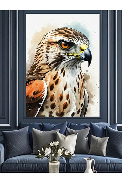 Tablomega Hawk Portrait Decorative Canvas - Mdf Wooden Painting