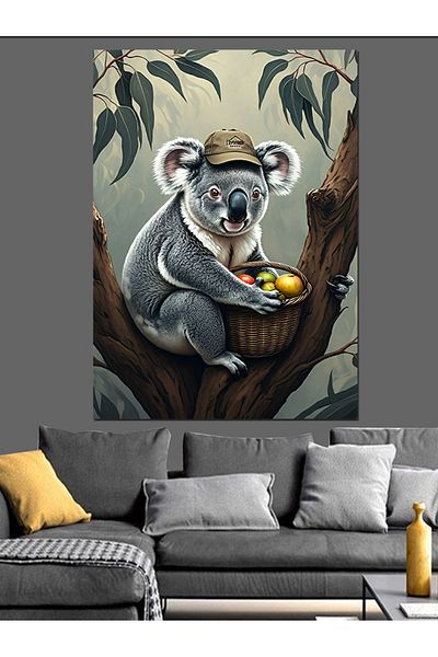 Tablomega Koala Sitting on a Tree Decorative Canvas - Mdf Wooden Painting