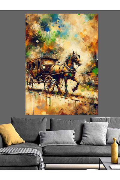 Tablomega Horse Classic Car Decorative Canvas - Mdf Wooden Painting