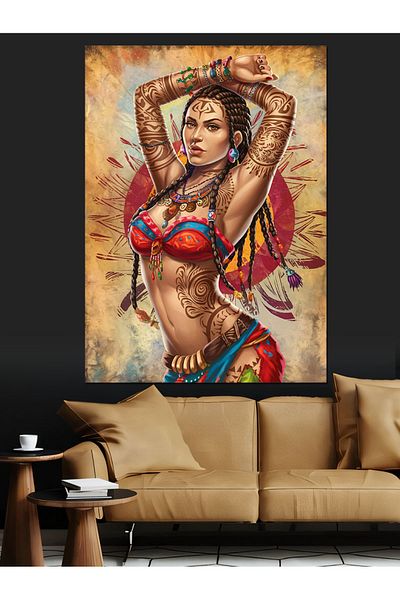 Tablomega Tattooed Dancer Woman Decorative Canvas - Mdf Wooden Painting