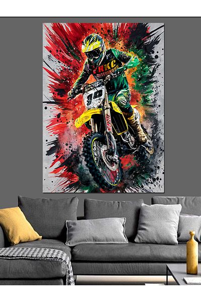 Tablomega Pânză Decorativă Curse Motociclete - Pictură Lemn MDF