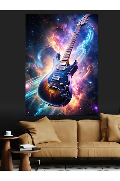 Tablomega Space Guitar Decorative Canvas - Mdf Wooden Painting