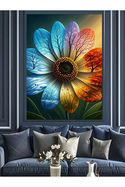 Tablomega Colorful Flower Decorative Canvas - Mdf Wooden Painting
