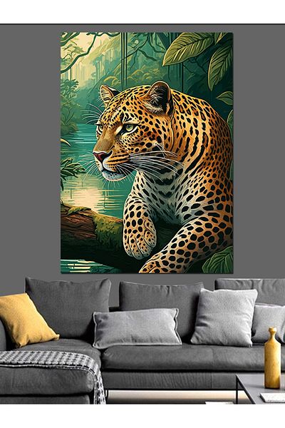 Tablomega Leopard Portrait Decorative Canvas - Mdf Wooden Painting