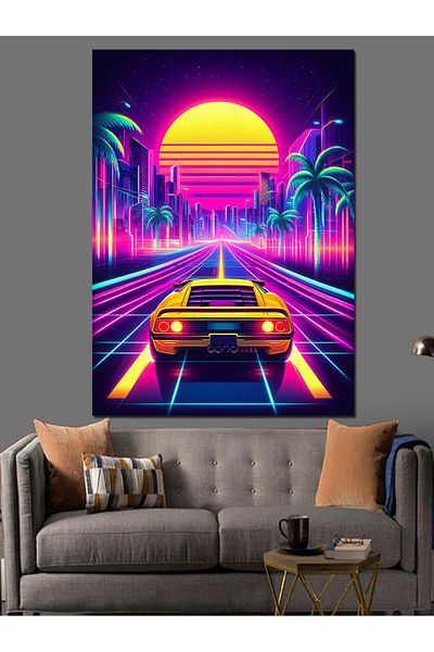 Tablomega Pânză decorativă Neon Night Race - Lemn MDF