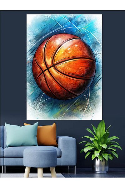 Tablomega Basketball Ball Decorative Canvas - Mdf Wooden Table