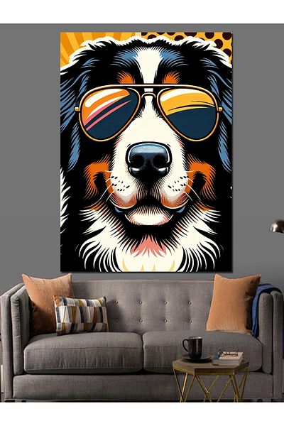 Tablomega Dog with Glasses Decorative Canvas - Mdf Wooden Painting