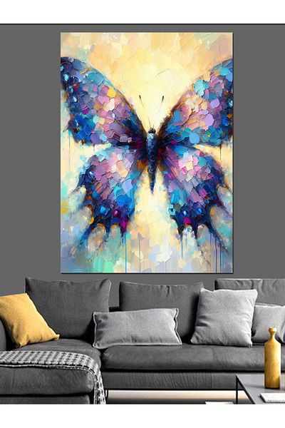 Tablomega Colorful Butterfly Decorative Canvas - Mdf Wooden Table