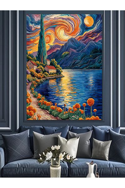 Tablomega Colorful River Decorative Canvas - Mdf Wooden Painting