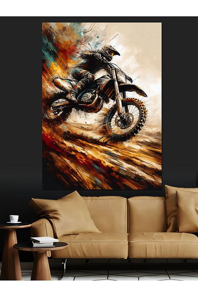 Tablomega Motocross Acrobat Decorative Canvas - Mdf Wooden Painting