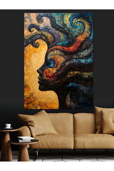 Tablomega Colorful Abstract Woman Face Decorative Canvas - Mdf Wooden Painting