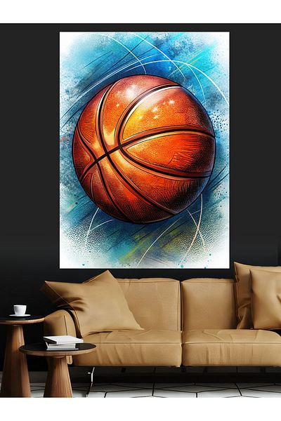 Tablomega Basketball Ball Decorative Canvas - Mdf Wooden Table