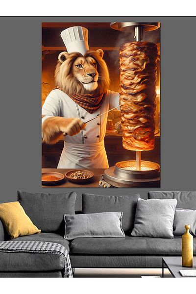 Tablomega Pânză decorativă Lion Cutting Rotating - MDF Lemn