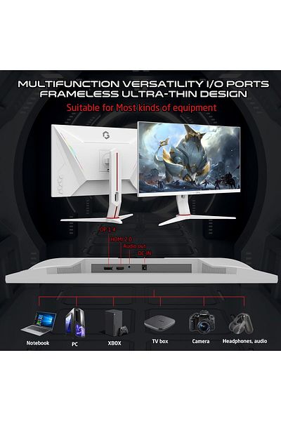 GAMEON شاشة ألعاب GOA24FHD180IPS من سلسلة Artic Pro، مقاس 24 بوصة، بدقة FHD، وتردد 180 هرتز، ووقت استجابة 0.5 مللي ثانية، ومنفذ IPS 2.1 HDMI، وPS5، باللون الأبيض