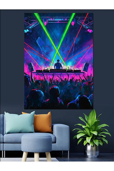 Tablomega Music Festival Stage Decorative Canvas - Mdf Wooden Table