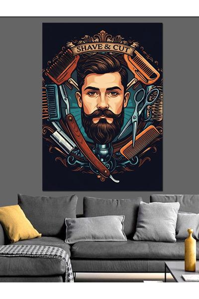 karizmart Poster Magazinul de frizerie Pânză Decorativă - Lemn MDF Pictură