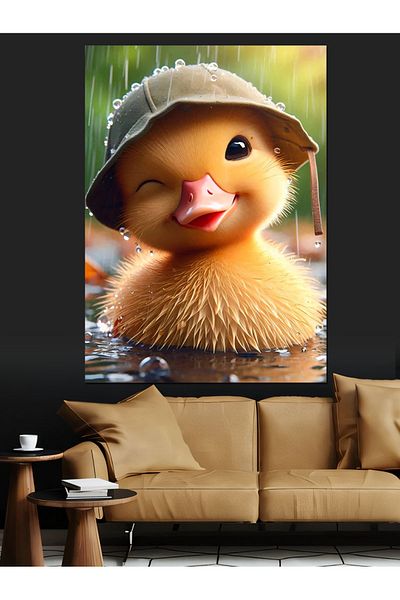 Tablomega Chick in Hat Decorative Canvas - Mdf Wooden Painting