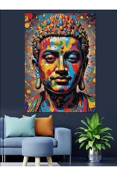 Tablomega Colorful Buddha Decorative Canvas - Mdf Wooden Painting
