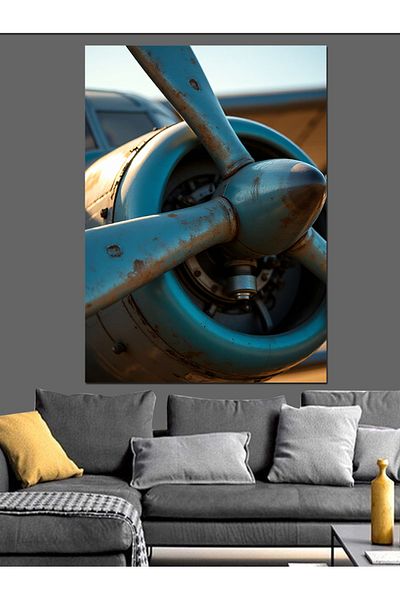 Tablomega Old Airplane Propeller Decorative Canvas - Mdf Wooden Painting