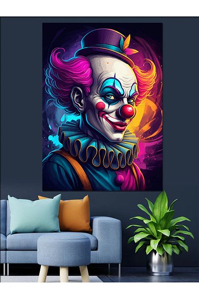 Tablomega Colorful Clown Decorative Canvas - Mdf Wooden Painting