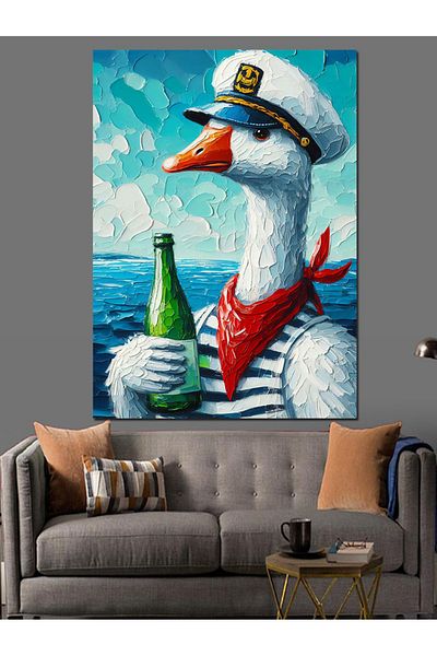 Tablomega Seagull Holding a Bottle Decorative Canvas - Mdf Wooden Painting
