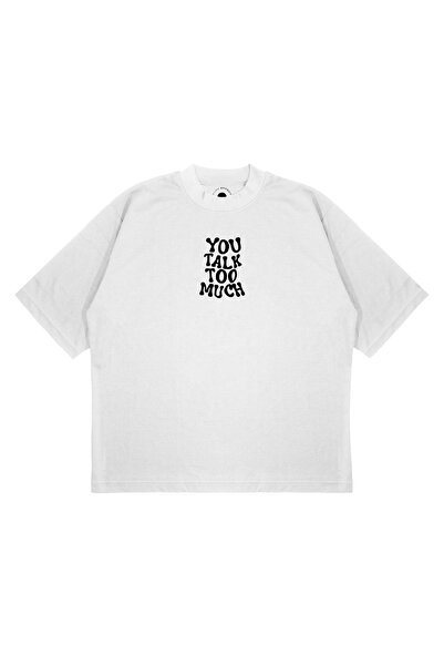 PURE EFFECT Tricou unisex oversize „You Talk To Much” din țesătură groasă