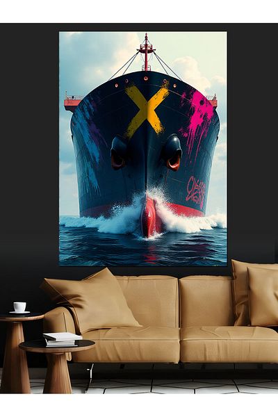 Tablomega Sea Freight Ship Decorative Canvas - Mdf Wooden Painting
