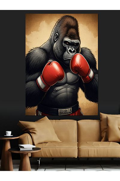 Tablomega Boxer Gorilla Decorative Canvas - Mdf Wooden Painting