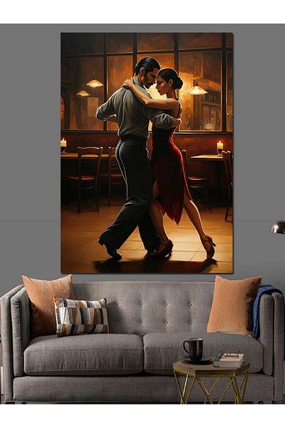 Tablomega Tangoing Couple Decorative Canvas - Mdf Wooden Table