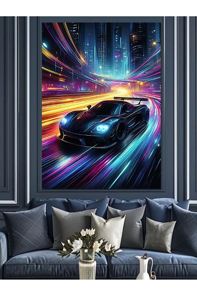 Tablomega Night Race Car Decorative Canvas - Mdf Wooden Painting