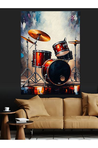 Tablomega Drum Set Decorative Canvas - Mdf Wooden Table