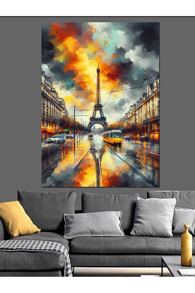 Tablomega Paris Sunset Decorative Canvas - Mdf Wooden Painting