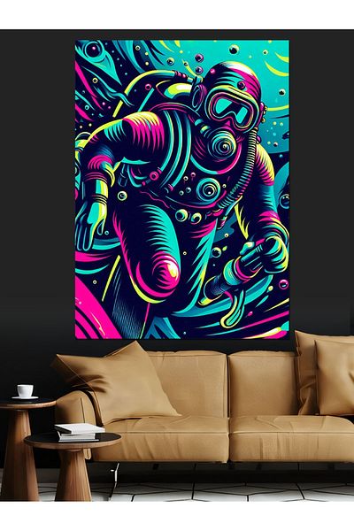 Tablomega Pânză Decorativă Neon Astronaut - Lemn MDF